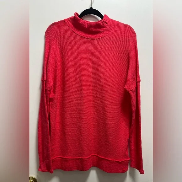 Free People We The Free Knit Casey Mock Neck Sweater Tunic Top Sz S Boho Spring - Picture 1 of 7
